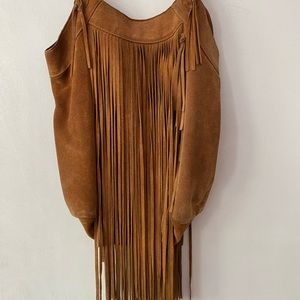 Zara vintage suede fringe bag
